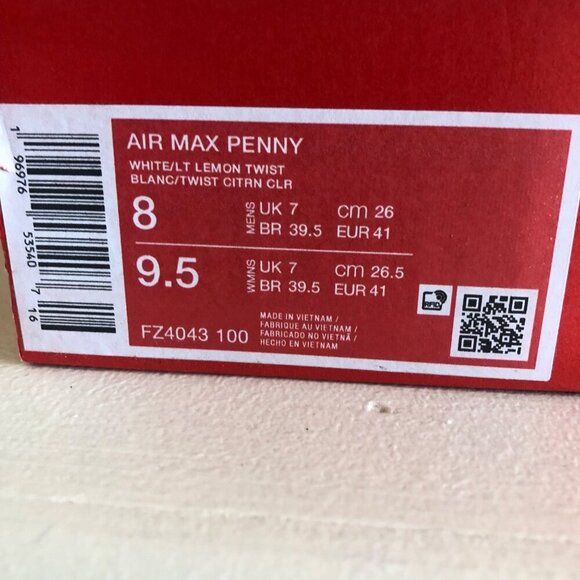 NIB Nike Air Max Penny Men's Shoes White Purple Lemon Twist Size 8 - Picture 11 of 11